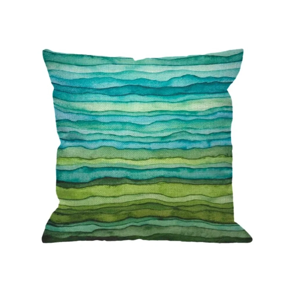 Luxury Home | Coastal Chic Turquoise & Lime Green Watercolor Throw Pillow Cover